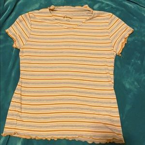 Yellow Striped Top with a Collar